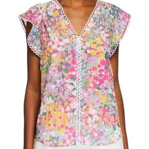 Kate Spade NY floral dots burnout top